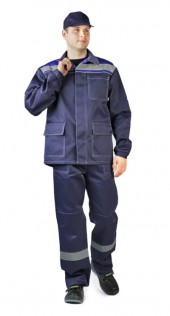 Костюм мужской УДАРНИК летний (куртка+брюки, темно-синий с васильковой отд. с СОП) Костюм мужской УДАРНИК летний (куртка+брюки, темно-синий с васильковой отд. с СОП)