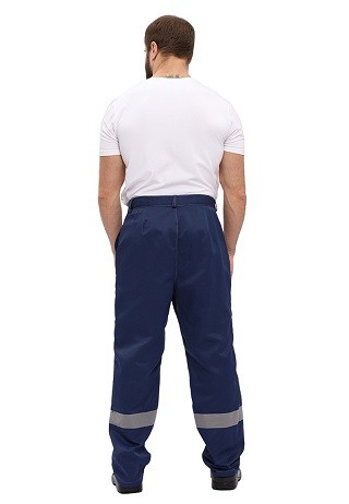 Костюм мужской УДАРНИК летний (куртка+брюки, темно-синий с васильковой отд. с СОП)