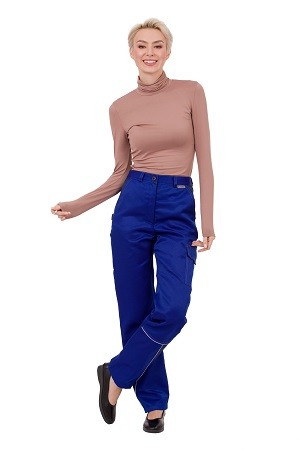 Костюм жен. СТРАЙК летний (куртка+брюки, васильковый с т.синими вставками)